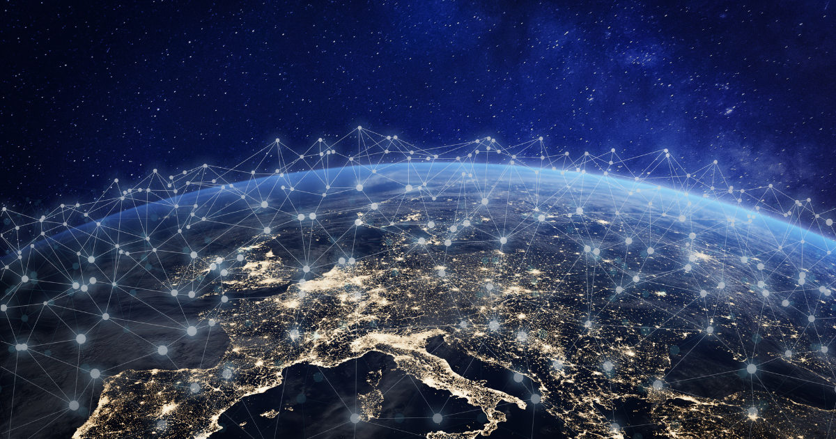 Earth from space highlighting global connectivity and advancing technology, representing 2024 IT Trends.